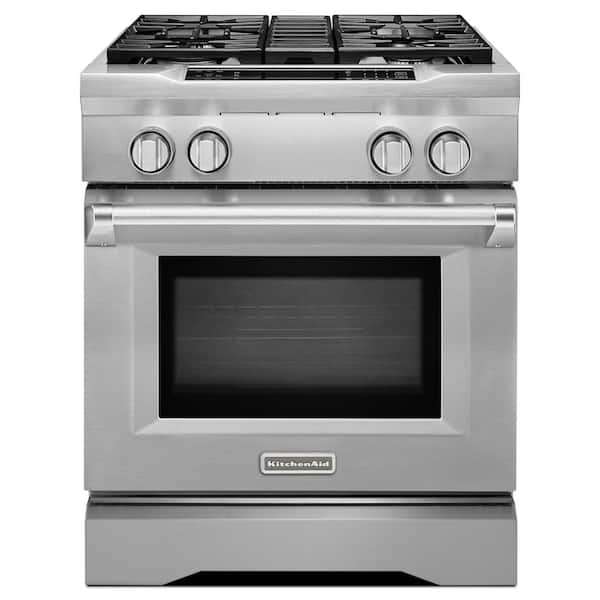 KitchenAid 4.1 cu. ft. Commercial-Style Slide-In Dual-Fuel Range with Self-Cleaning Convection Oven in Stainless Steel