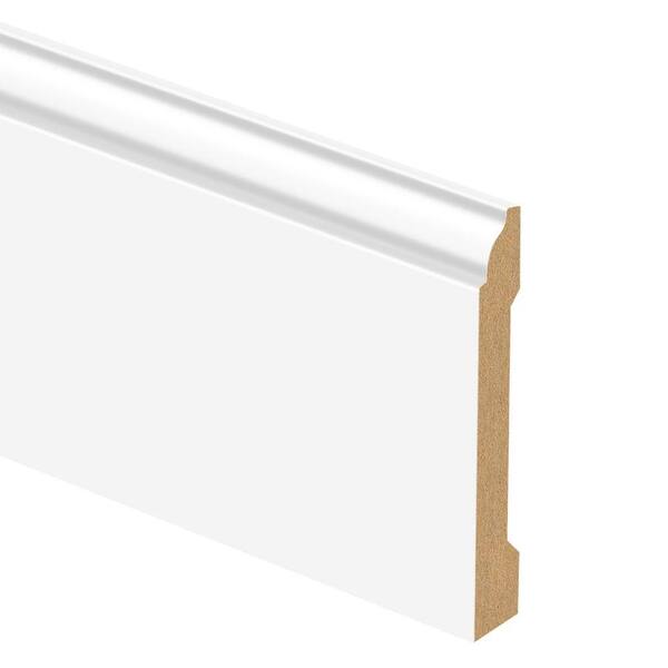 Zamma White 9/16 in. Thick x 5-1/4 in. Wide x 94 in. Length Laminate Standard Wall Base Molding