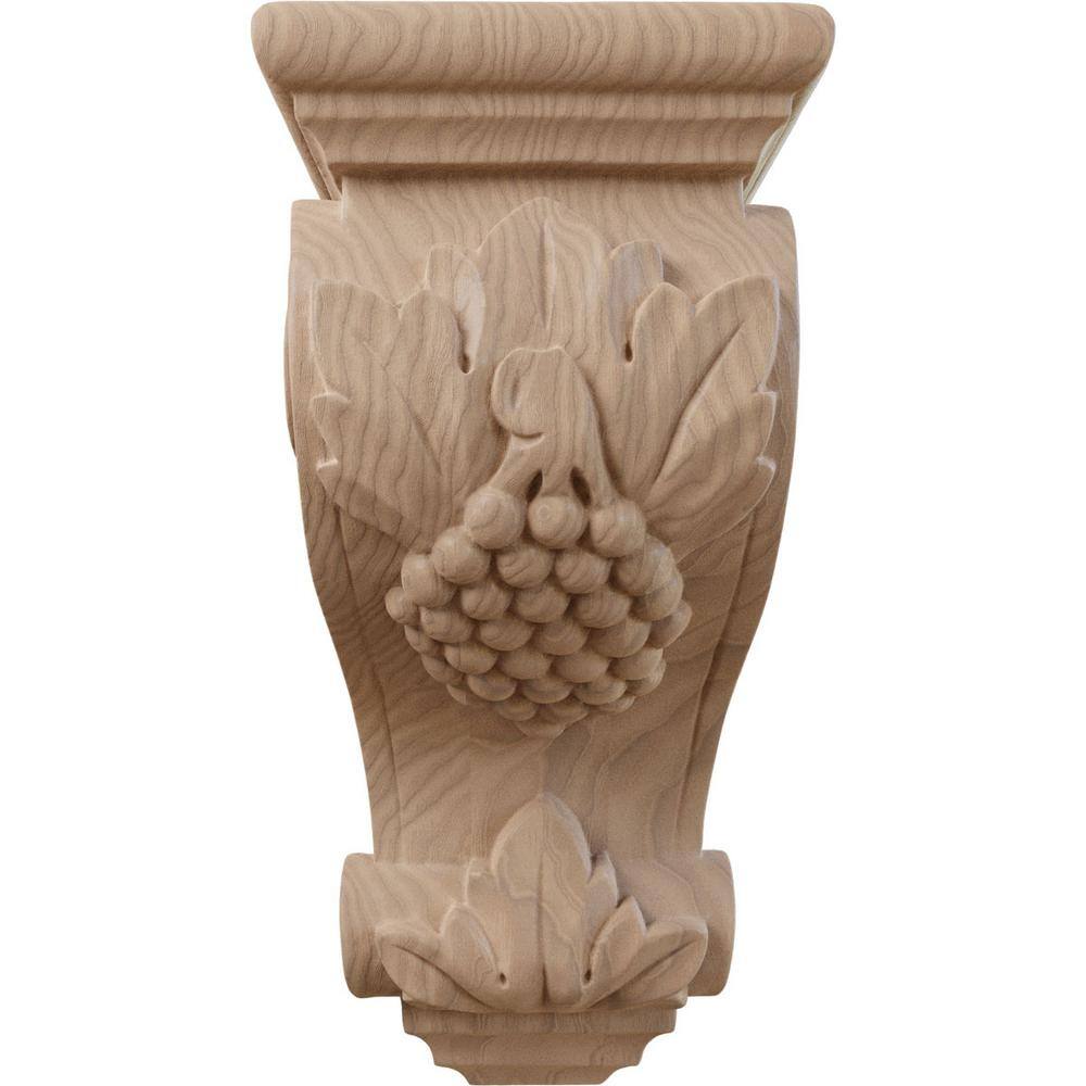 Hand-Carved Mahogany Medium Grape Corbel, 4.5" x 5" x 10"