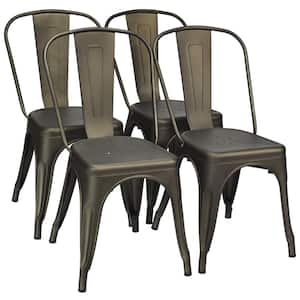 Stackable Metal Outdoor Dining Chair Bistro Chair (4-Pack)