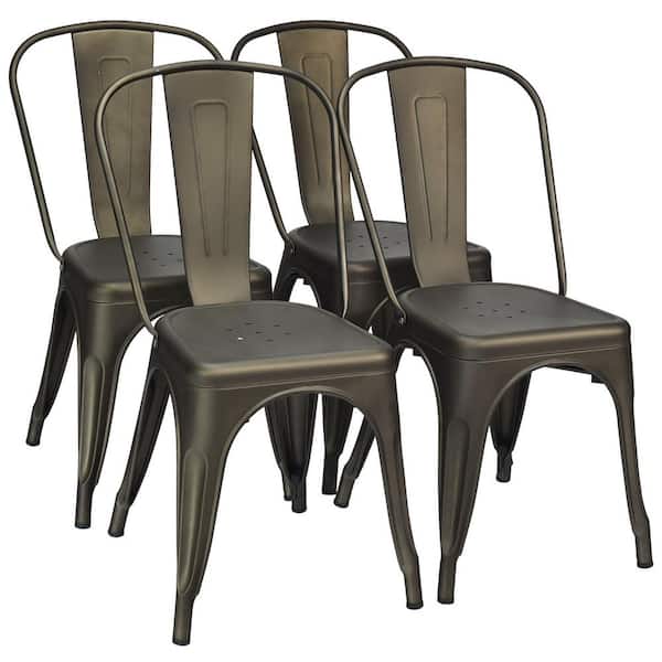 Stackable Metal Outdoor Dining Chair, Outdoor Metal Bistro Chairs