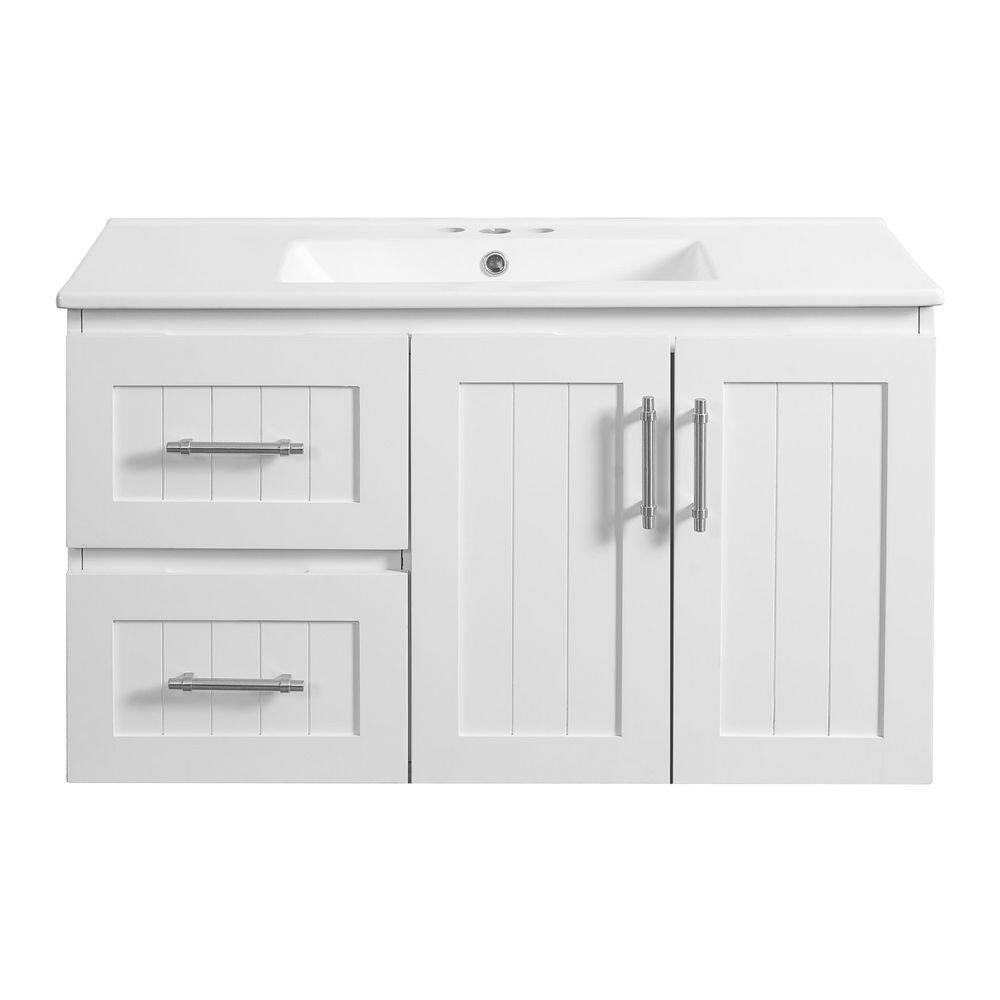 36 in. Single Sink Floating White Bath Vanity with White Ceramic Top price history on PriceWatchPro