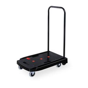 330 lb. Capacity Black Plastic Steel Body Foldable Platform Trolley Push Hand Cart