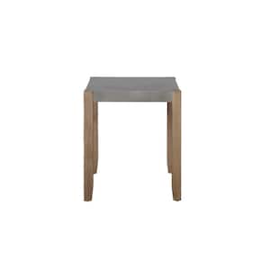 24 in. Newport Square Gray Faux Concrete and Wood End Table