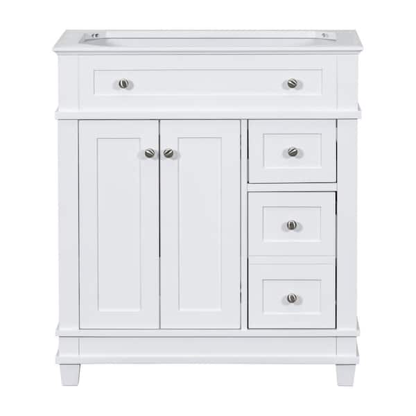 Unbranded 30 in. Freestanding Bath Vanity Cabinet without Top in White with Soft Closing Doors and 2 Drawers