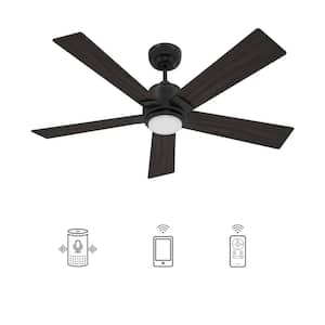 Aspen 52 in. Dimmable LED Indoor/Outdoor Black Smart Ceiling Fan with Light and Remote, Works with Alexa/Google Home