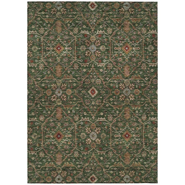 Chantille Machine Washable Indoor/Outdoor Abstract ACN1130 Emerald 5 ft. x 7 ft. 6 in. Area Rug