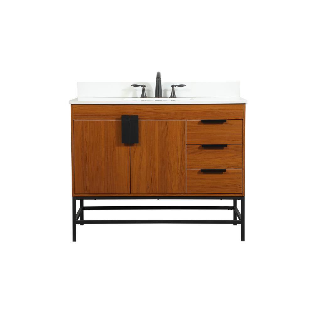 Simply Living 42 in. W x 22 in. D x 33.5 in. H Bath Vanity in Teak with Ivo