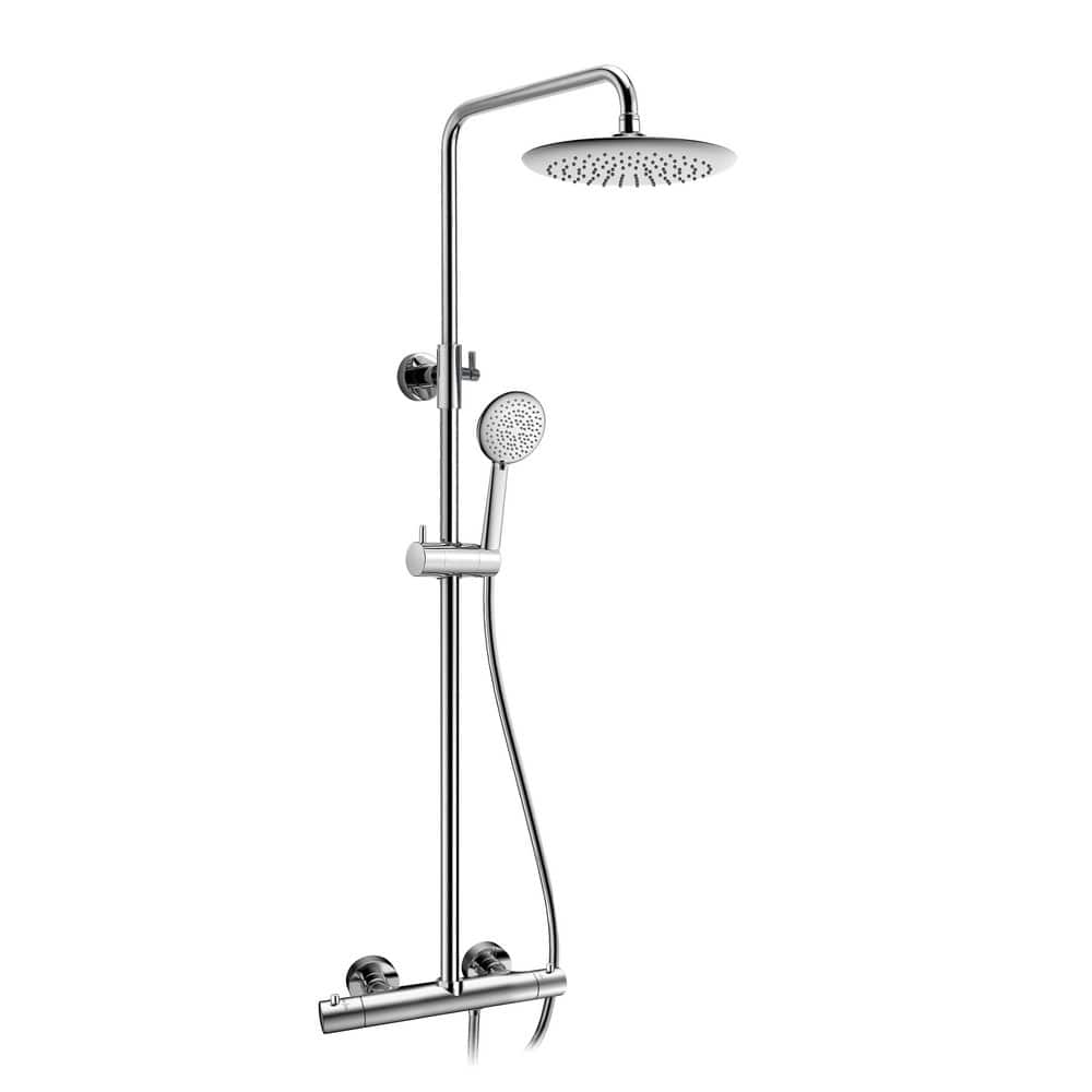 Downpour 5-Spray Patterns with 9.5 in. Wall Mount Rainfall Dual Shower Head