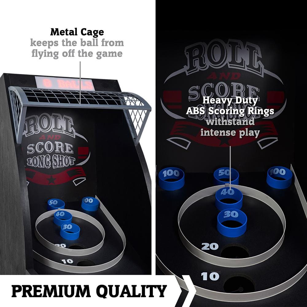 130-Inch Black and Red Wood Roll and Score Arcade Game