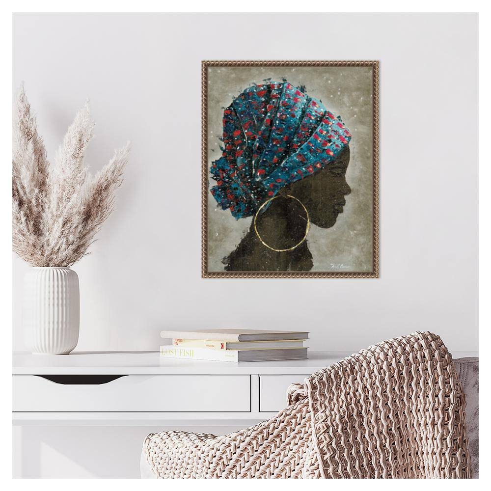 Profile of a Woman I Bronze Framed Canvas Wall Art
