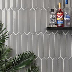 Axis 3D 2.6 in. x 13 in. Gray Polished Picket Ceramic Wall Tile (9.04 sq. ft. / case)