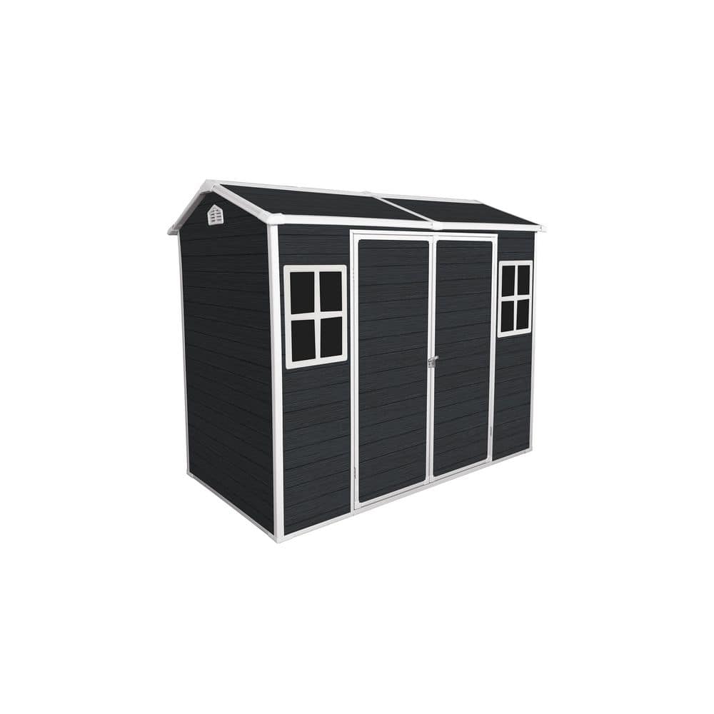 8 ft. W x 4 ft. D Outdoor Resin Shed with 2 Doors, 2 Windows, Floor for Too