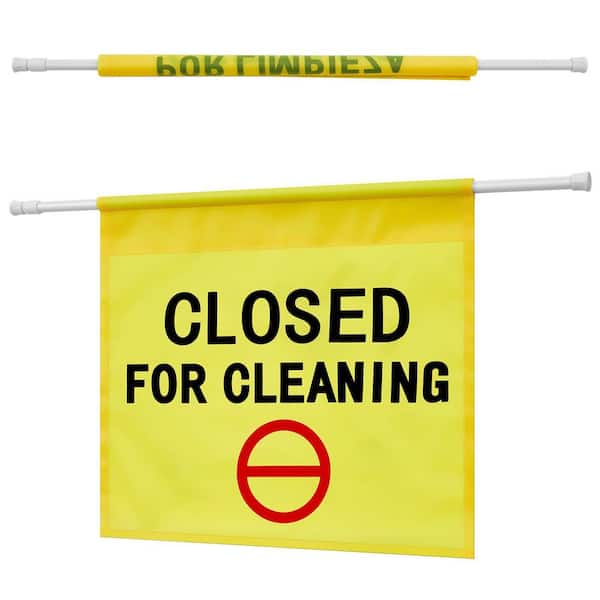 1 Piece Yellow PVC Hanging Doorway Safety Sign English Restroom Closed for Cleaning Commercial Maintenance