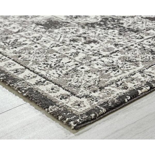 Glennisman 5 ft. x 7 ft. Black/Gray Medallion Area Rug
