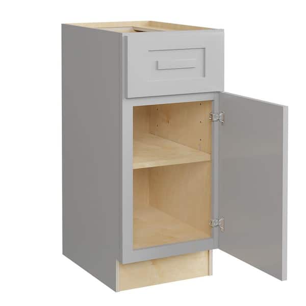 Home Decorators Collection Grayson 15 in. W x 21 in. D x 34.5 in. H Assembled Plywood Base Bath Cabinet in Pearl Gray with Soft Close RH