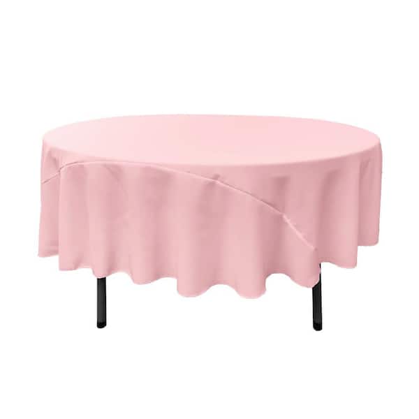 90 in. Round Light Pink Polyester Poplin Tablecloth