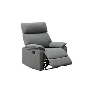 Gray Burlap Manual Recliner with Cushioned Seat and Solid Wood