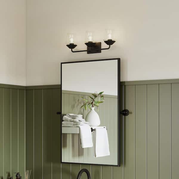 Progress Lighting Avec 24.25 in. 3-Light Matte Black Contemporary Bath Vanity Light