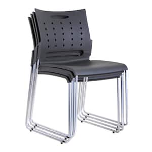 Black Mid Back Plastic Chair (4-Pack)