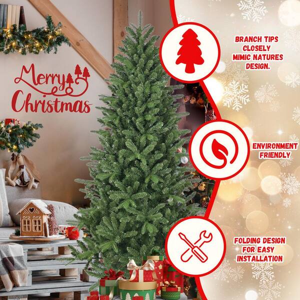 5FT Prelit Flocked Christmas Tree With Pine Cone, Premium Artificial Christmas Tree With 300 Lights & 600 Branch Tips, Pre Lit Hinged Xmas Tree With Memory Wire Technology For Holiday Decoration - View #3