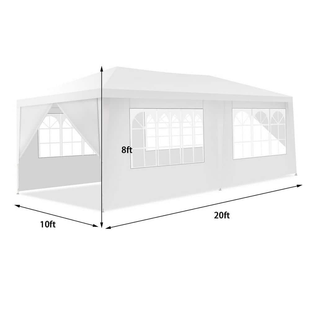White 10' x 20' Outdoor Canopy Tent with Removable Walls