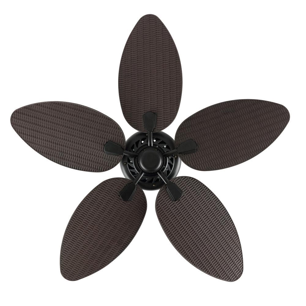 Raffles 52" Dark Brown Palm Blade Ceiling Fan with Remote