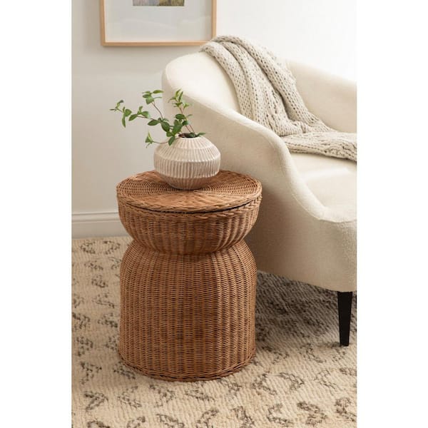 Kate and Laurel Thatch 16 in. Natural Round Natural Material End Table