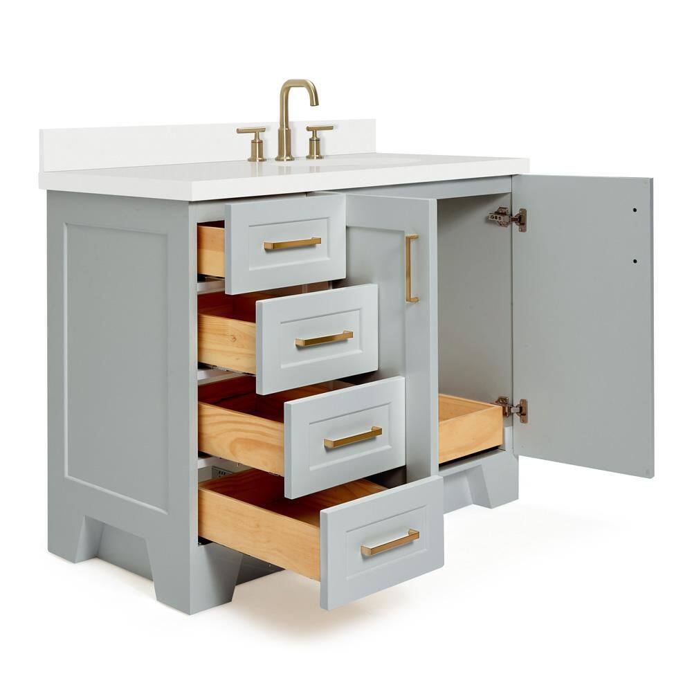 Taylor 43" Gray Freestanding Single Bathroom Vanity with Quartz Top