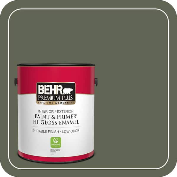 BEHR PREMIUM PLUS 1 gal. #BXC-06 Amazon Foliage Hi-Gloss Enamel Interior/Exterior Paint & Primer