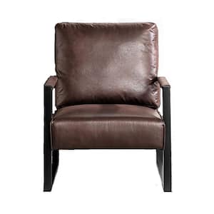 Hosam 25 in. Dark Brown Upholstered Microfiber Arm Chair with Metal Frame