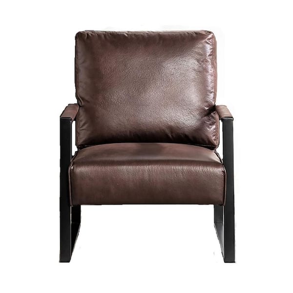US Pride Furniture Hosam 25 in. Dark Brown Upholstered Microfiber Arm Chair with Metal Frame