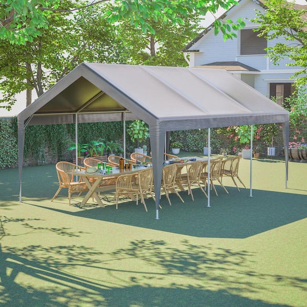 20 ft. W x 11 ft. D x 10 ft. H Silver Roof Metal Carport with