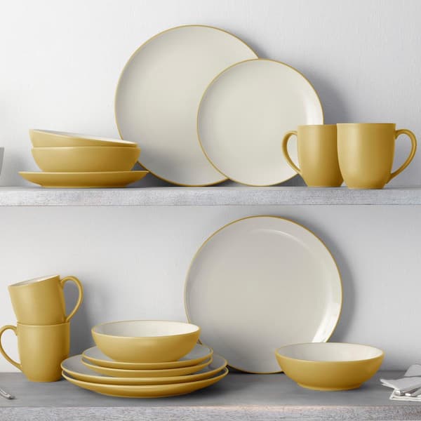 食器 504 Noritake Colorwave Mustard 16-Piece Coupe (Yellow) Stoneware