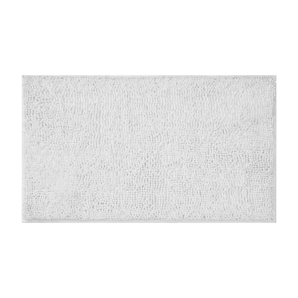 Resort Collection Plush Shag Chenille White 27 in. x 45 in. Bath Rug