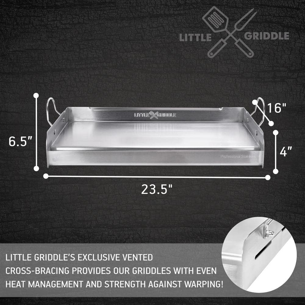 25" Stainless Steel Full-Size BBQ Griddle with Handles