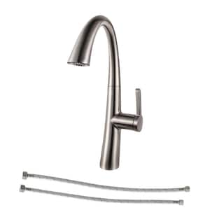 1.8 GPM Single Handle Spring Pull Down Sprayer Kitchen Faucet with Power Clean in Brushed Nickel