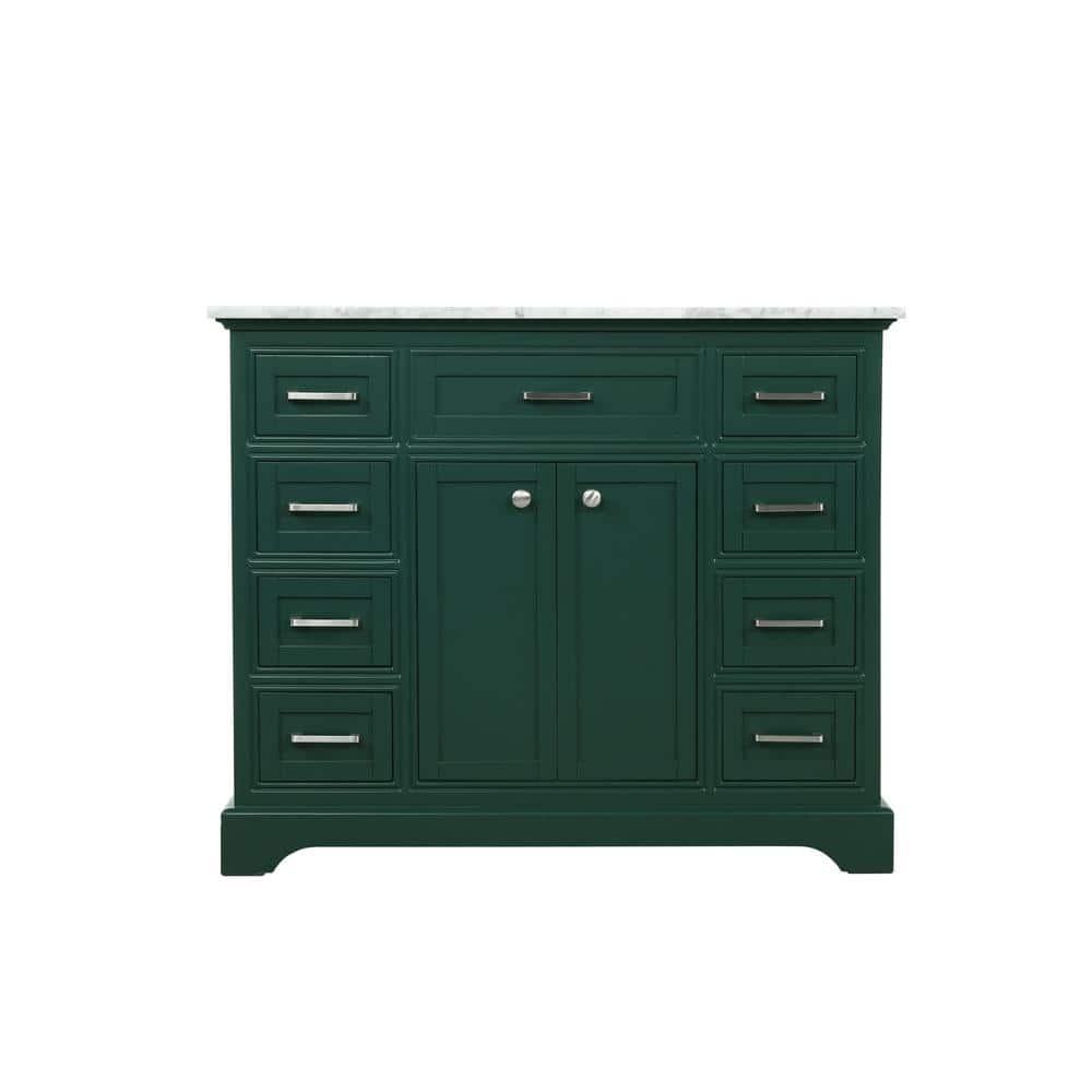 Timeless Home 42 in. W Single Bath Vanity in Green with Marble Vanity Top i