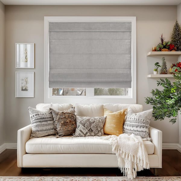 Chicology Belgian Denim Cordless Light Filtering Privacy Polyester Roman Shades 47 in. W x 64 in. L