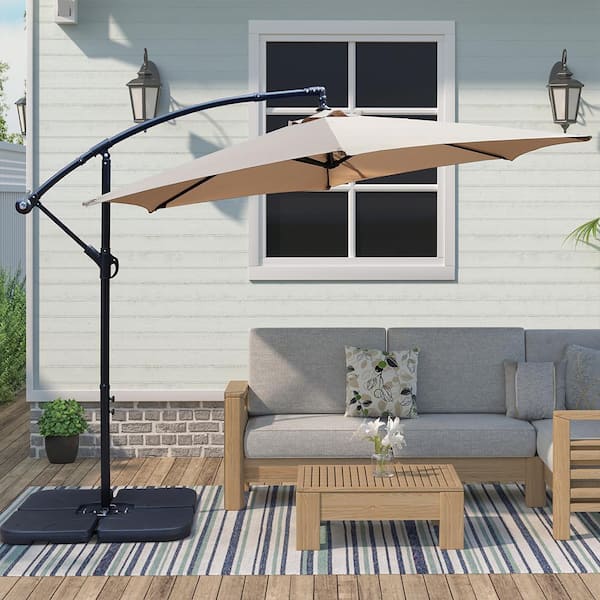 Maypex 10 ft. Market Offset Outdoor Patio Umbrella in Tan
