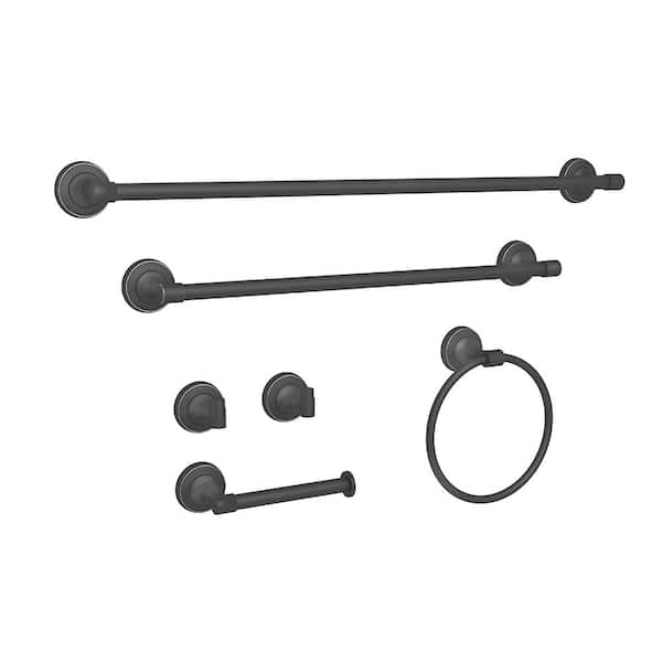 Movisa 6-Piece Wall Mount Bath Hardware Set in Oil Rubber Bronze
