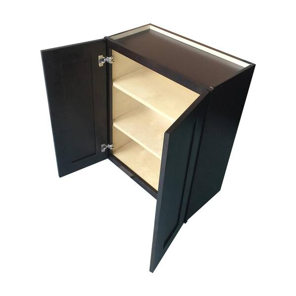 Plywell Ready to Assemble 36x36x12 in. Shaker Double Door Wall Cabinet with 2 Adjustable Shelves in Espresso