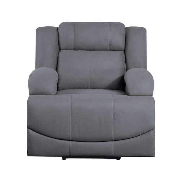 EVERGLADE HOME Darcel Graphite Blue Microfiber Upholstered Power Reclining Chair