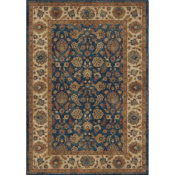 Orian Rugs Border Entressed Oriental Blue 5 ft. x 8 ft. Area Rug