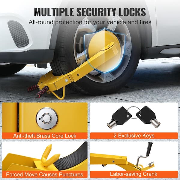 Wheel Lock Clamp, 1 Pack Trailer Wheel Lock, Heavy-Duty Anti Theft Tire Lock, Adjustable Tire Boot Lock Tire Claw