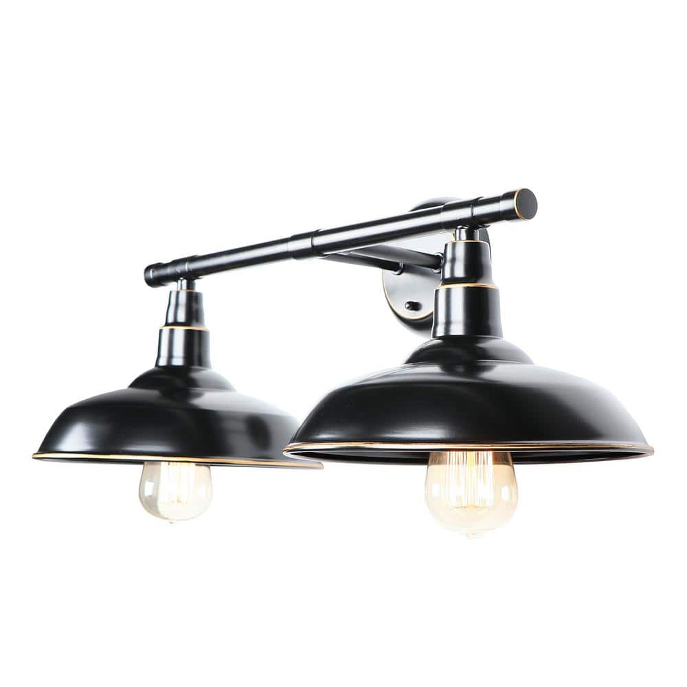 2-Light Imperial Black Hardwired Outdoor Barn Light Sconce