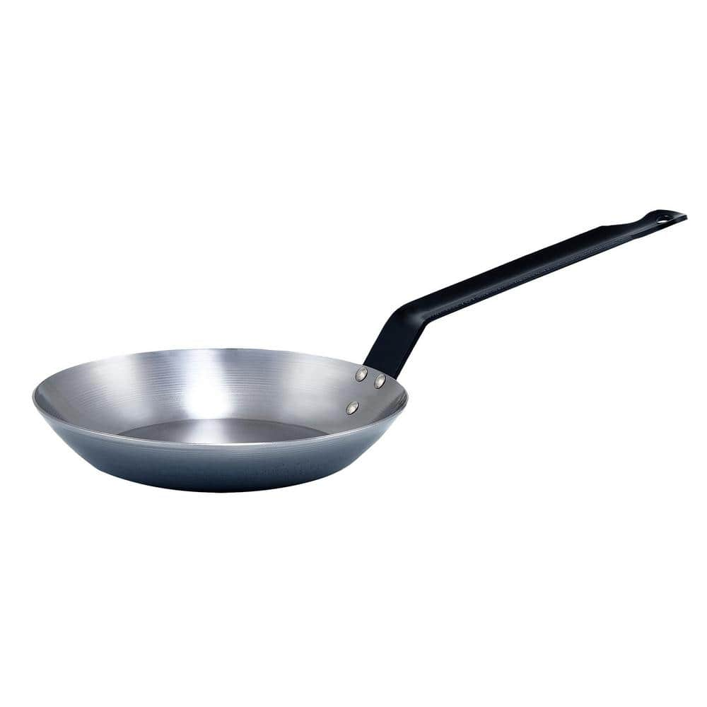 Winco 9-1/2 in. Polished Carbon Steel French Style Frying Pan