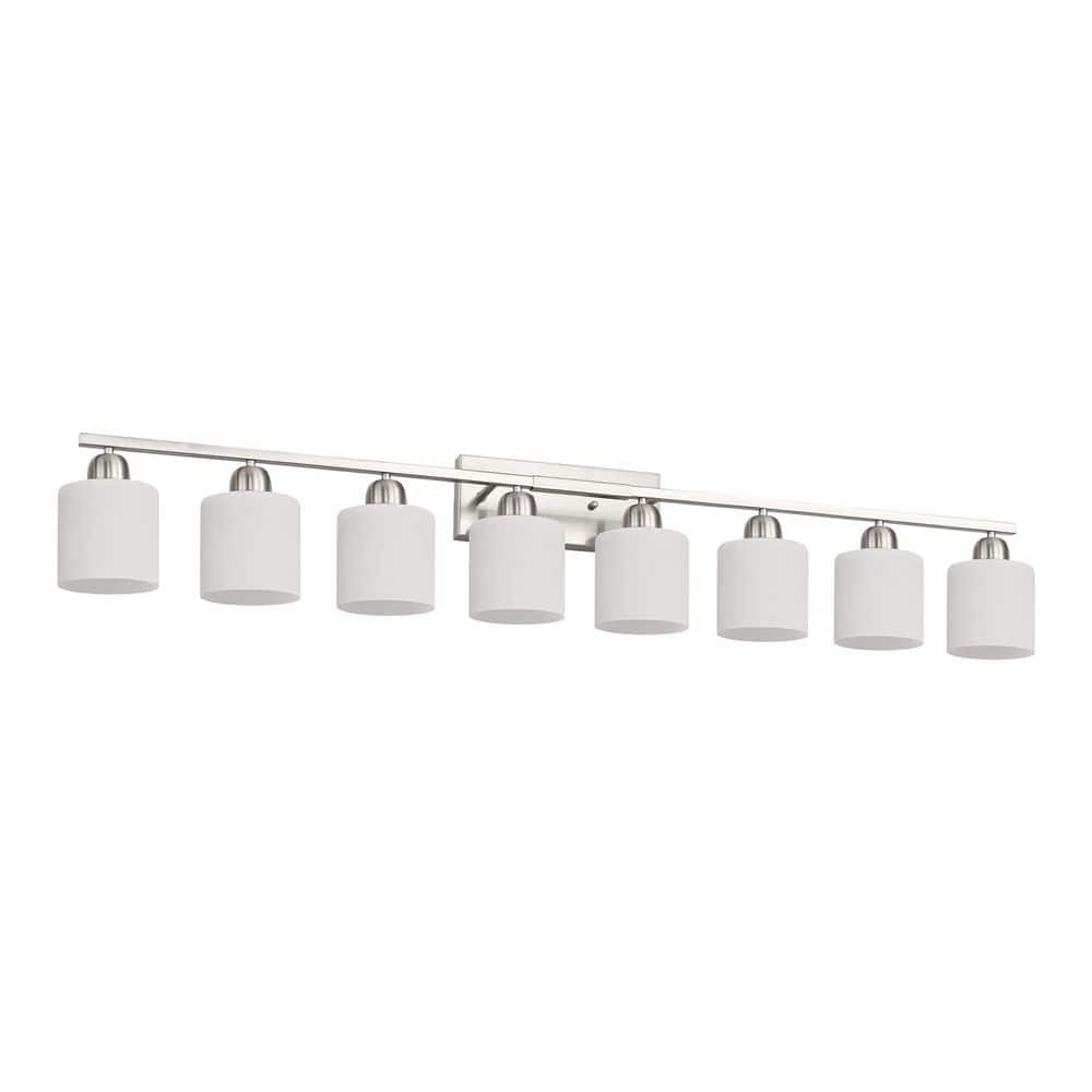 51.6 in. 8-Light Sand Nickel Vanity Light Fixture with Milky White Glass Shades price history on PriceWatchPro