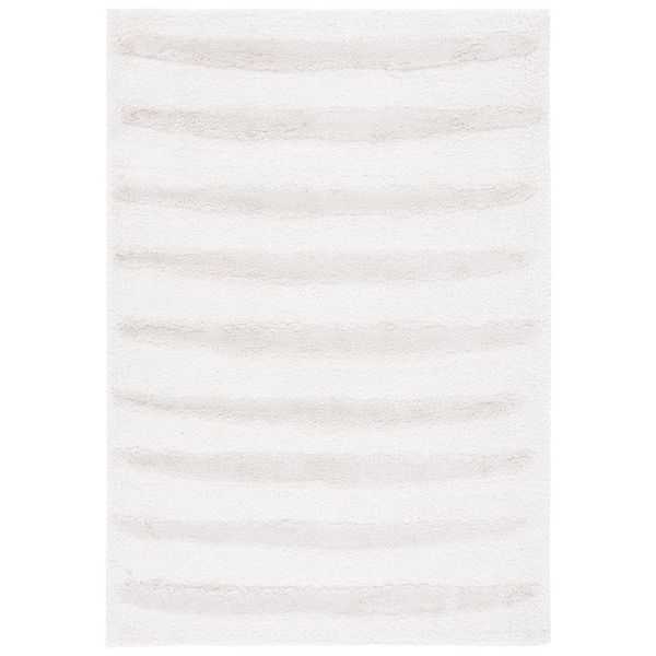 SAFAVIEH Hi-Lo Shag Beige 8 ft. x 10 ft. Striped Area Rug