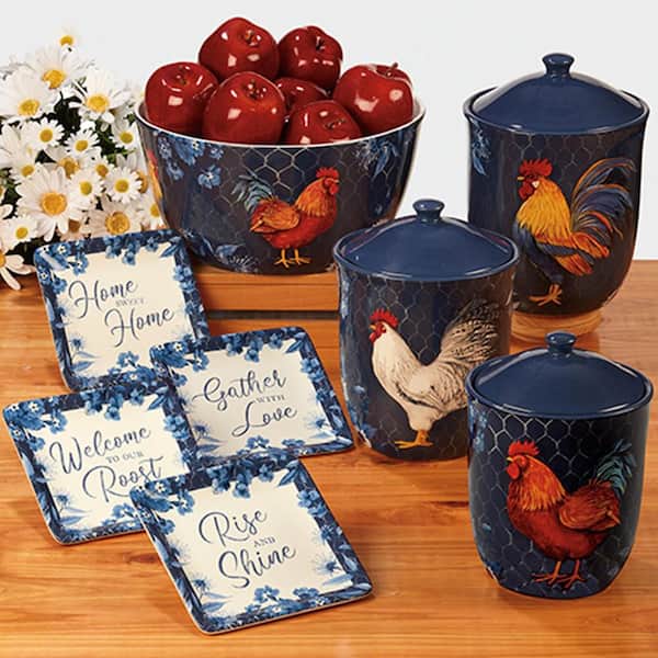 Chalkboard Rooster 3 Piece Kitchen Canister Set Home Essentials and Beyond  - Yahoo Shopping